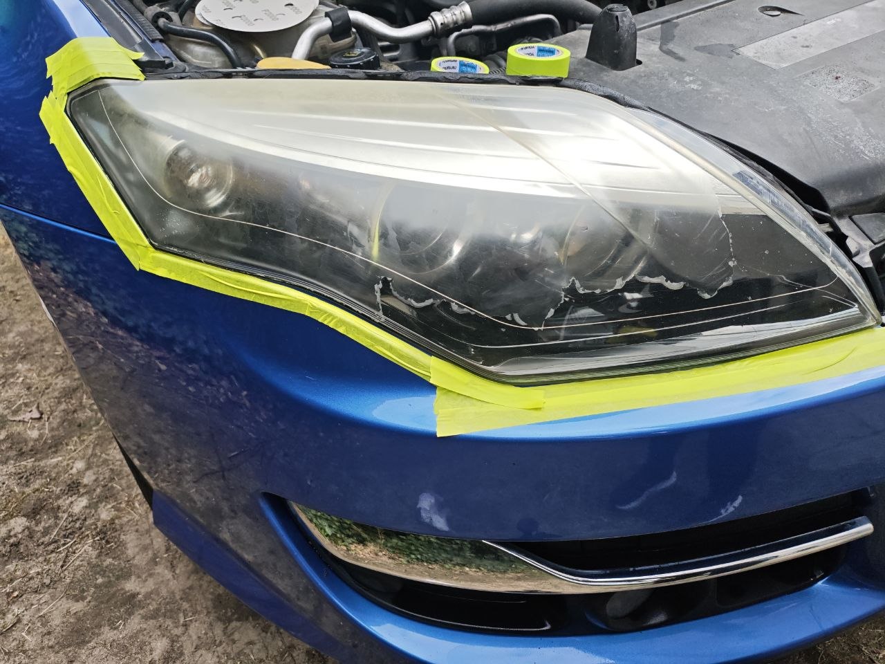 Mleczne reflektory przed naprawą